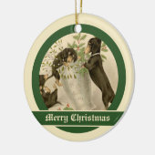 ヴィンテージクリスマスビクトリアンかわいいダックスシャント犬 セラミックオーナメント (左)
