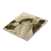 ヴィンテージクリスマスビクトリアンかわいいダックスシャント犬 タイル (側面)