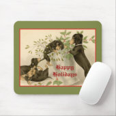 ヴィンテージクリスマスビクトリアンかわいいダックスシャント犬 マウスパッド (マウス)