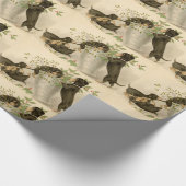 ヴィンテージクリスマスビクトリアンかわいいダックスシャント犬 ラッピングペーパー (角)