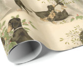 ヴィンテージクリスマスビクトリアンかわいいダックスシャント犬 ラッピングペーパー (ロールコーナー)