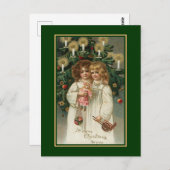 ヴィンテージクリスマスビクトリアンの子ども ポストカード (正面/裏面)