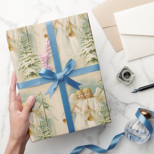 ヴィンテージクリスマスビクトリアンエンジェルカスタムズ ラッピングペーパー (ギフト)