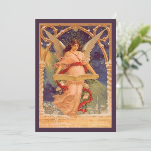 ヴィンテージクリスマスビクトリアンエンジェルバイブル招待状 招待状 (スタンド正面)