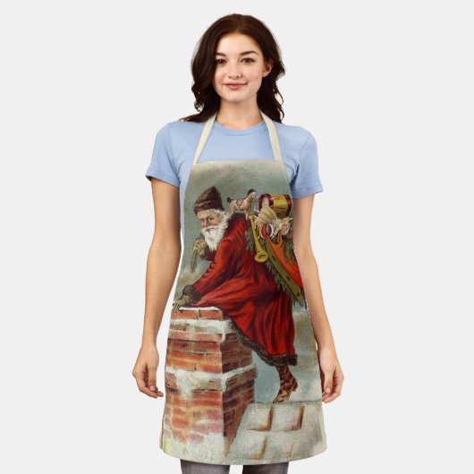 ヴィンテージクリスマスビクトリアンサンニコラスの屋根 エプロン (着用した状態)