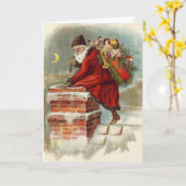 ヴィンテージクリスマスビクトリアンサンニコラスの屋根 カード (黄色い花)