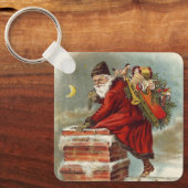ヴィンテージクリスマスビクトリアンサンニコラスの屋根 キーホルダー (正面)