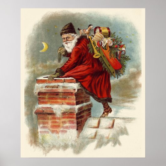 ヴィンテージクリスマスビクトリアンサンニコラスの屋根 ポスター (正面)