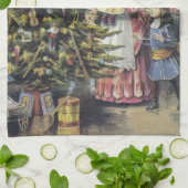 ヴィンテージクリスマスビクトリアンファミリーツのまわりにリー キッチンタオル (折り畳み)