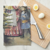 ヴィンテージクリスマスビクトリアンファミリーツのまわりにリー キッチンタオル (四つ折り)