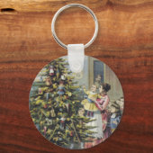 ヴィンテージクリスマスビクトリアンファミリーツのまわりにリー キーホルダー (裏面)