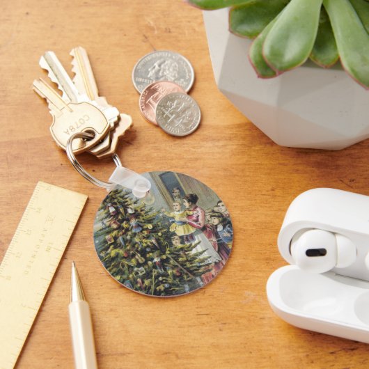 ヴィンテージクリスマスビクトリアンファミリーツのまわりにリー キーホルダー (デスク)