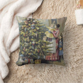 ヴィンテージクリスマスビクトリアンファミリーツのまわりにリー クッション (ブランケット)