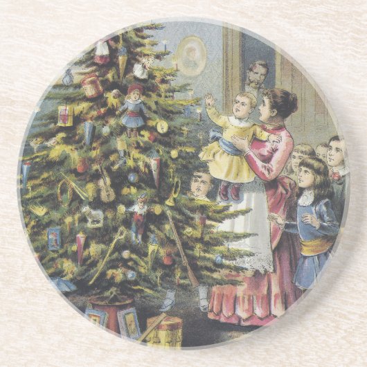 ヴィンテージクリスマスビクトリアンファミリーツのまわりにリー コースター (正面)