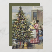 ヴィンテージクリスマスビクトリアンファミリーツのまわりにリー シーズンカード (正面/裏面)