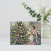 ヴィンテージクリスマスビクトリアンファミリーツのまわりにリー シーズンポストカード (スタンド正面)