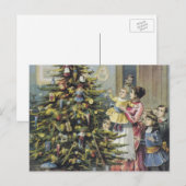 ヴィンテージクリスマスビクトリアンファミリーツのまわりにリー シーズンポストカード (正面/裏面)