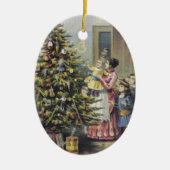 ヴィンテージクリスマスビクトリアンファミリーツのまわりにリー セラミックオーナメント (正面)