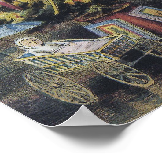 ヴィンテージクリスマスビクトリアンファミリーツのまわりにリー ポスター (角)