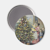 ヴィンテージクリスマスビクトリアンファミリーツのまわりにリー マグネット (正面/裏面)