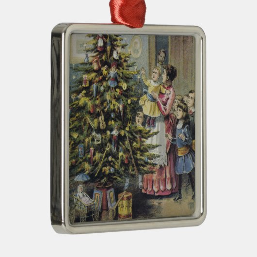 ヴィンテージクリスマスビクトリアンファミリーツのまわりにリー メタルオーナメント (右)
