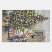 ヴィンテージクリスマスビクトリアンファミリーツのまわりにリー ラッピングペーパーシート (正面)