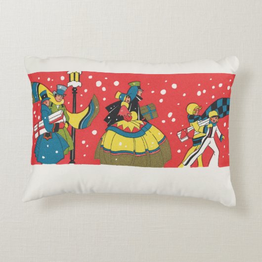 ヴィンテージクリスマスビクトリアン家族 アクセントクッション (裏面)