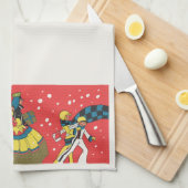 ヴィンテージクリスマスビクトリアン家族 キッチンタオル (四つ折り)