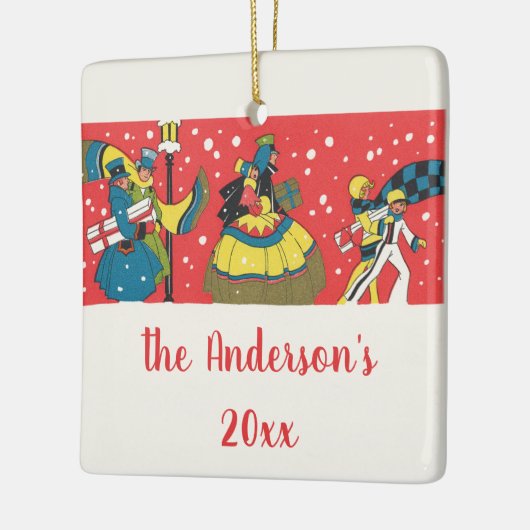 ヴィンテージクリスマスビクトリアン家族 セラミックオーナメント (左)