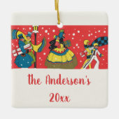 ヴィンテージクリスマスビクトリアン家族 セラミックオーナメント (正面)