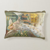 ヴィンテージクリスマスビクトリアン、エンジェルとツリー アクセントクッション (裏面)