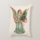 ヴィンテージクリスマスビクトリアン、エンジェルとツリー アクセントクッション (裏面(縦))