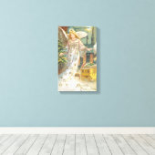 ヴィンテージクリスマスビクトリアン、エンジェルとツリー キャンバスプリント (インサイチュ (ウッドフロア))