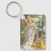 ヴィンテージクリスマスビクトリアン、エンジェルとツリー キーホルダー (正面)