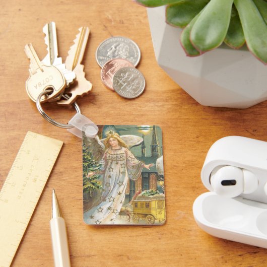 ヴィンテージクリスマスビクトリアン、エンジェルとツリー キーホルダー (デスク)