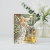 ヴィンテージクリスマスビクトリアン、エンジェルとツリー シーズンポストカード (スタンド正面)