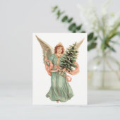 ヴィンテージクリスマスビクトリアン、エンジェルとツリー シーズンポストカード (スタンド正面)