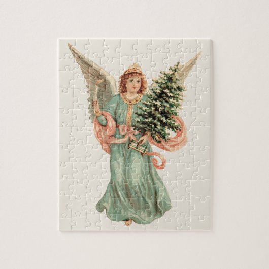 ヴィンテージクリスマスビクトリアン、エンジェルとツリー ジグソーパズル (縦)