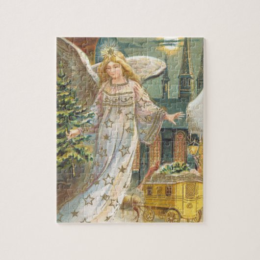 ヴィンテージクリスマスビクトリアン、エンジェルとツリー ジグソーパズル (縦)