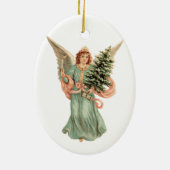 ヴィンテージクリスマスビクトリアン、エンジェルとツリー セラミックオーナメント (裏面)