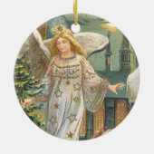 ヴィンテージクリスマスビクトリアン、エンジェルとツリー セラミックオーナメント (裏面)