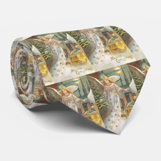 ヴィンテージクリスマスビクトリアン、エンジェルとツリー ネクタイ (ロール)