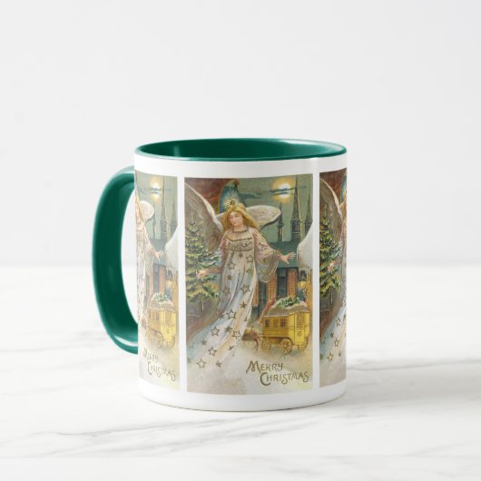 ヴィンテージクリスマスビクトリアン、エンジェルとツリー マグカップ (正面左)
