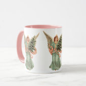 ヴィンテージクリスマスビクトリアン、エンジェルとツリー マグカップ (正面左)