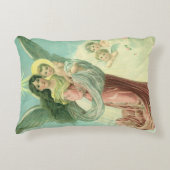 ヴィンテージクリスマスビクトリアン、エンジェルとベビーイエス アクセントクッション (正面)