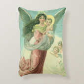 ヴィンテージクリスマスビクトリアン、エンジェルとベビーイエス アクセントクッション (正面(垂直))