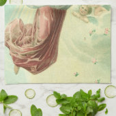 ヴィンテージクリスマスビクトリアン、エンジェルとベビーイエス キッチンタオル (折り畳み)