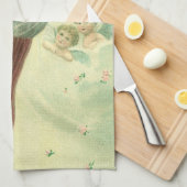 ヴィンテージクリスマスビクトリアン、エンジェルとベビーイエス キッチンタオル (四つ折り)