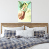 ヴィンテージクリスマスビクトリアン、エンジェルとベビーイエス キャンバスプリント (インサイチュ (寝室))