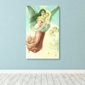 ヴィンテージクリスマスビクトリアン、エンジェルとベビーイエス キャンバスプリント (インサイチュ (ウッドフロア))